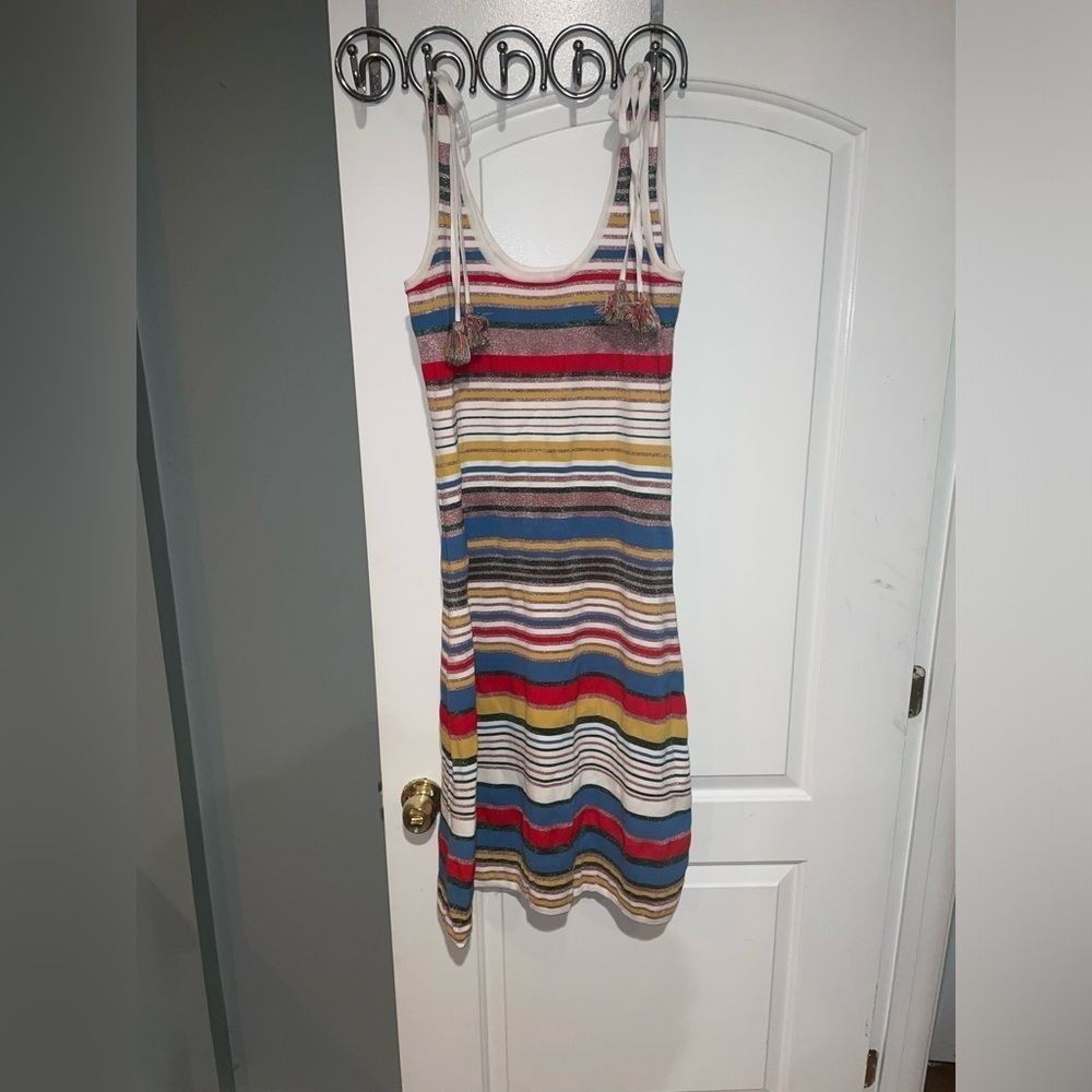 VERONICA BEARD Dulce Striped Knit Dress with Tassels Sz Large✨ - Picture 9 of 16